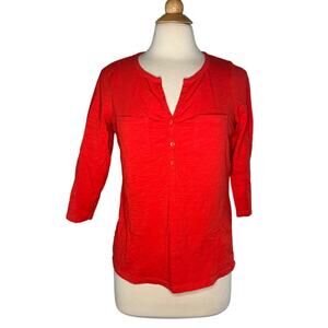 Boden 100% Cotton Pop of Color Lightweight 3/4 Sleeve Red Shirt Pocket M11